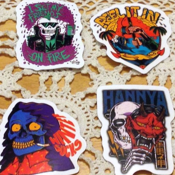 Skulls, cellphone stickers, psychedelic colors - Picture 2 of 6